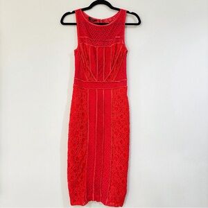 bebe Lace Midi Dress in Red Size 4
